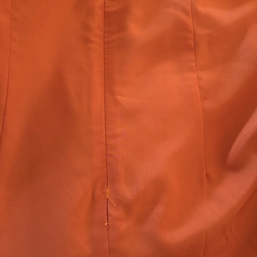 NWT Tahari ASL Burnt Orange Pleated Trim Tie Neck Dress Size 14 - Picture 12 of 15